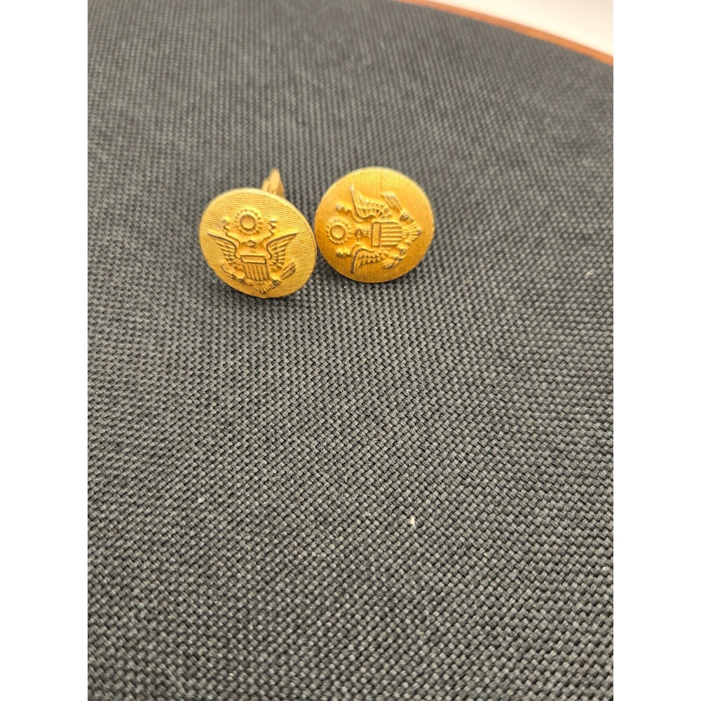 Vintage US Great Seal Eagle Cufflinks Gold Tone Military Americana Patriotic